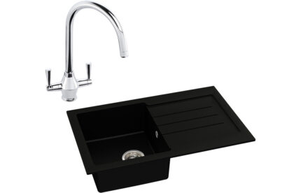 Inset Abode Xcite 1B Inset Black Metallic Sink & Astral Tap Pack ABDP0018