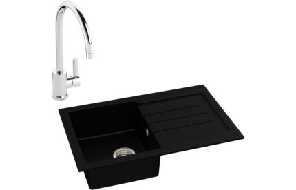Inset Abode Xcite 1B Inset Black Metallic Sink & Atlas Tap Pack ABDP0019