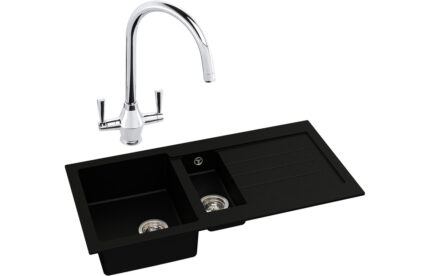 Inset Abode Xcite 1.5B Inset Black Metallic Sink & Astral Tap Pack ABDP0022