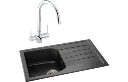 Inset Abode Oriel 1B Inset Black Granite Sink & Nexa Tap Pack ABDP0025