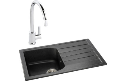 Inset Abode Oriel 1B Inset Black Granite Sink & Atlas Tap Pack ABDP0027