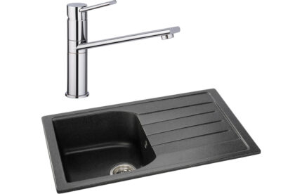 Inset Abode Oriel 1B Inset Black Granite Sink & Specto Tap Pack ABDP0028