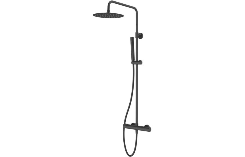 Mixer Shower Vema Thermostatic Shower Column w/Fixed Head & Riser - Matt Black DICM0518