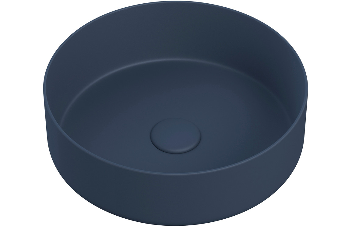 Countertop/Vessel Washbowl Bovisand Bay 355mm Ceramic Round Washbowl & Waste - Matt Deep Blue TTSO105577