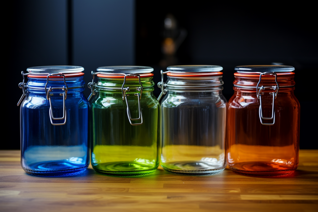 Airtight jars coloured