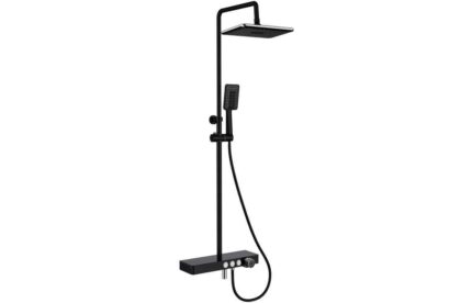 Mixer Shower Vema Thermostatic Shower Column w/Fixed Head  Riser  Shelf & Foot Wash - Black DICM0462