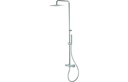 Mixer Shower Vema Thermostatic Square Bar Valve w/Fixed Head & Riser - Chrome DICM0466