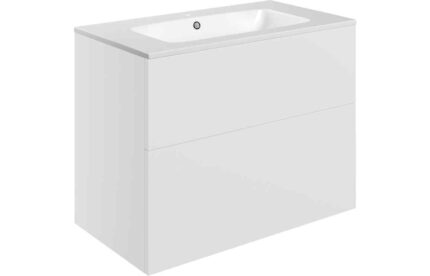 Basin Unit w/Basin Helford 815mm Wall Hung 2 Drawer Basin Unit & 1TH Basin - Matt White TTSO106981