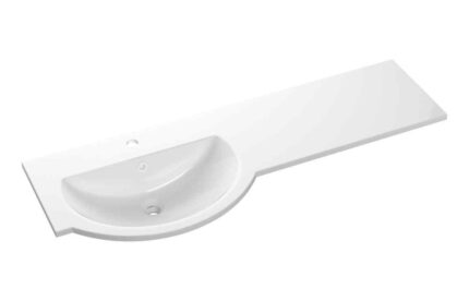 Worktop & Basin 1244mm Standard Round One-Piece Basin & Overflow Ring - Left Hand TTSO109932