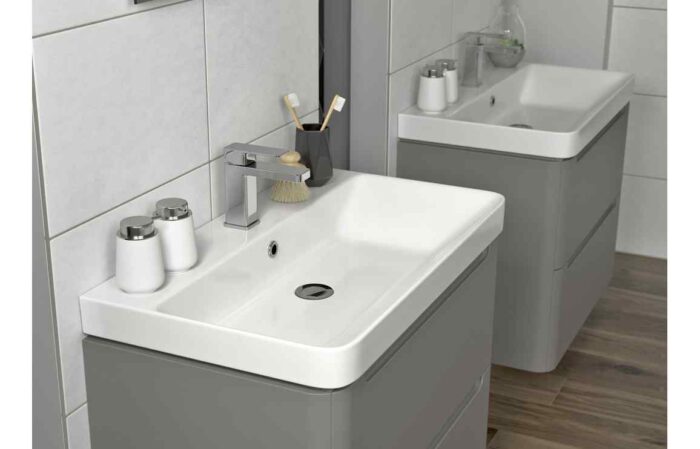 Polurrian Cove 500mm 2 Door Floor Standing Cloakroom Basin Unit - Matt Grey TTSO96040 - Image 3