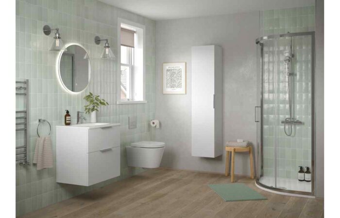 Helford 610mm Floor Standing 2 Door Basin Unit & 1TH Basin - Matt White TTSO106982 - Image 2